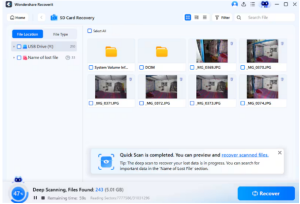 quick scan sd card using recoverit
