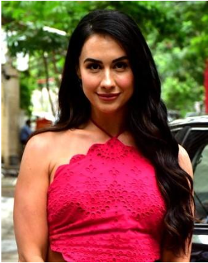American dancer and actress Lauren Gottlieb wearing a pink halter top while out in Juhu, Mumbai.
